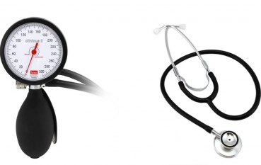 Blutdruckmessgerät boso Clinicus II schwarz + Flachkopf Stethoskop